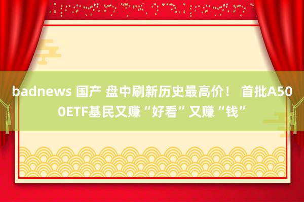 badnews 国产 盘中刷新历史最高价！ 首批A500ETF基民又赚“好看”又赚“钱”