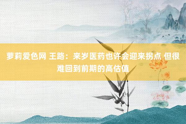 萝莉爱色网 王路:来岁医药也许会迎来拐点 但很难回到前期的高估值