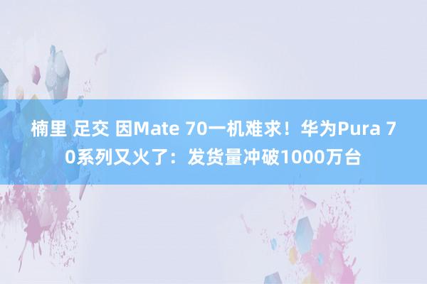 楠里 足交 因Mate 70一机难求！华为Pura 70系列又火了：发货量冲破1000万台