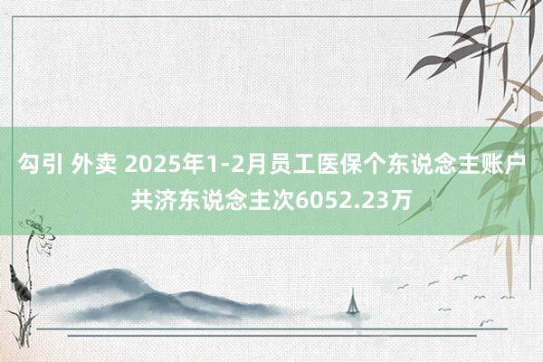 勾引 外卖 2025年1-2月员工医保个东说念主账户共济东说念主次6052.23万