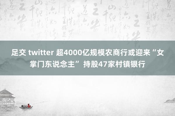 足交 twitter 超4000亿规模农商行或迎来“女掌门东说念主” 持股47家村镇银行