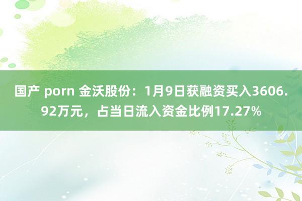 国产 porn 金沃股份：1月9日获融资买入3606.92万元，占当日流入资金比例17.27%