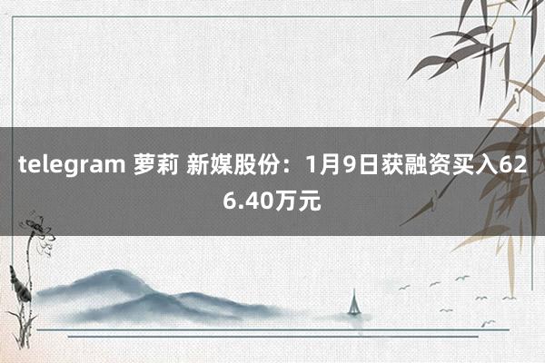 telegram 萝莉 新媒股份：1月9日获融资买入626.40万元