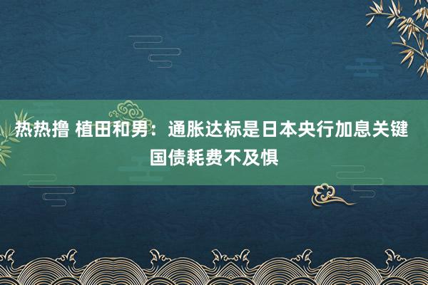 热热撸 植田和男：通胀达标是日本央行加息关键 国债耗费不及惧
