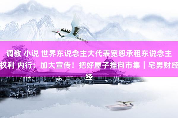 调教 小说 世界东说念主大代表宽恕承租东说念主权利 内行：加大宣传！把好屋子推向市集｜宅男财经