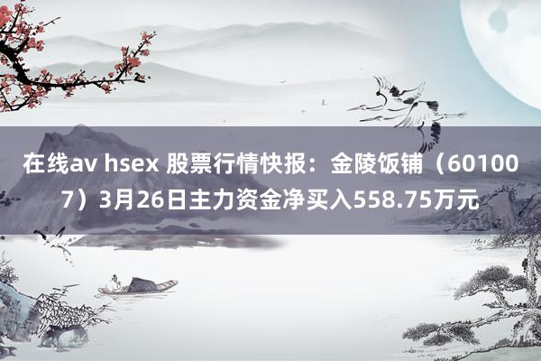 在线av hsex 股票行情快报：金陵饭铺（601007）3月26日主力资金净买入558.75万元