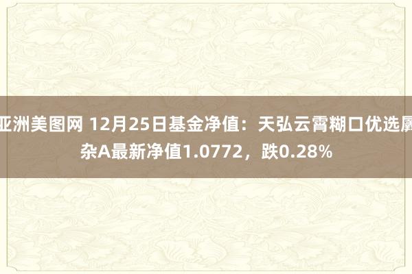 亚洲美图网 12月25日基金净值：天弘云霄糊口优选羼杂A最新净值1.0772，跌0.28%