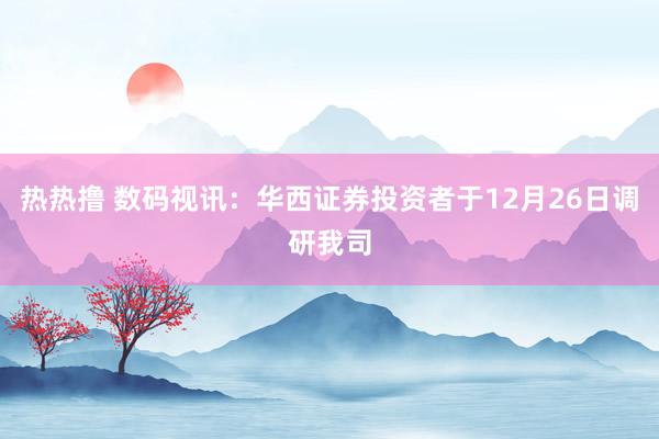 热热撸 数码视讯：华西证券投资者于12月26日调研我司