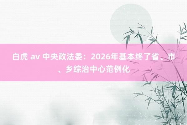 白虎 av 中央政法委：2026年基本终了省、市、乡综治中心范例化