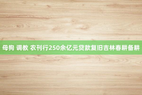 母狗 调教 农刊行250余亿元贷款复旧吉林春耕备耕