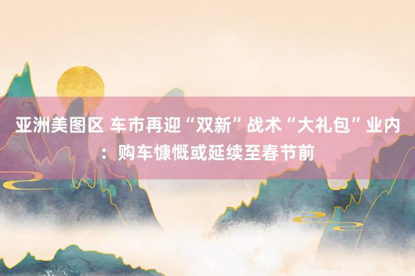 亚洲美图区 车市再迎“双新”战术“大礼包”业内：购车慷慨或延续至春节前