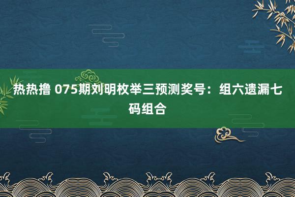 热热撸 075期刘明枚举三预测奖号：组六遗漏七码组合