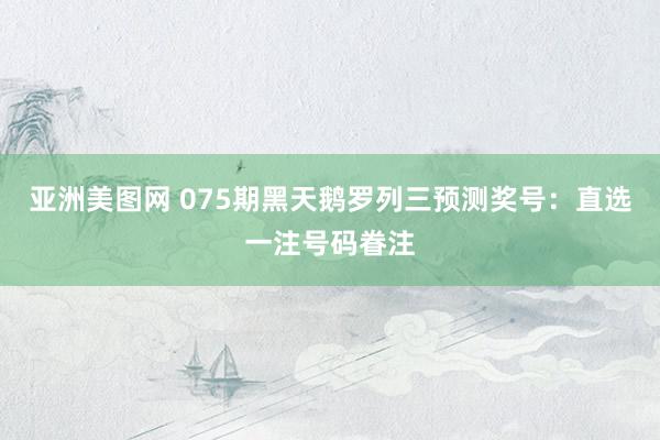 亚洲美图网 075期黑天鹅罗列三预测奖号：直选一注号码眷注